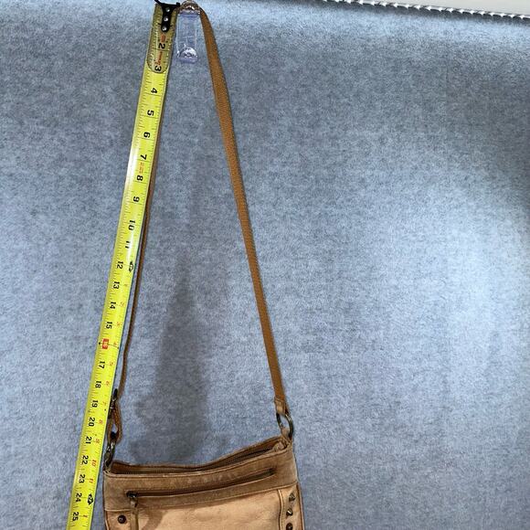 LUCKY BRAND Tan Leather Crossbody Studded Adjustable strap Boho Western Festival - Picture 14 of 14